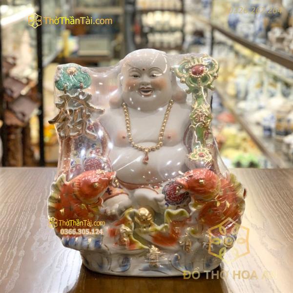 Tượng Di Lặc Sứ Áo Gấm Như Ý