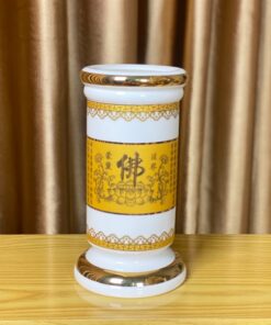 Ống Hương Sứ Bát Nhã Tâm Kinh Vàng