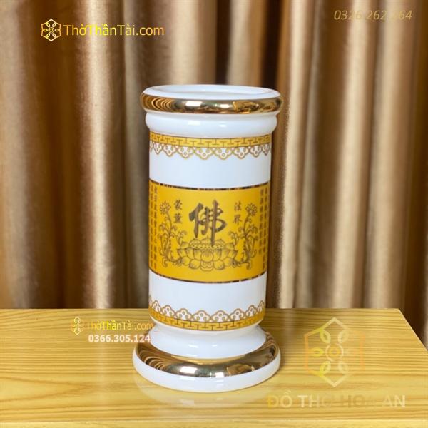 Ống Hương Sứ Bát Nhã Tâm Kinh Vàng