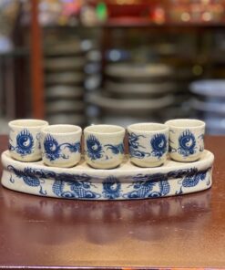 Kỷ/ Khay Nước 5 Chén Men Rạn Vẽ