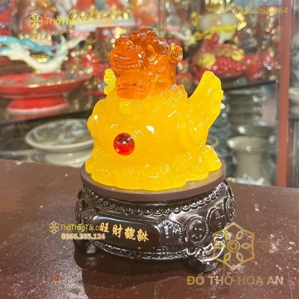 Tỳ Hưu Phong Thuỷ Đế Gỗ Xoay Màu Vàng