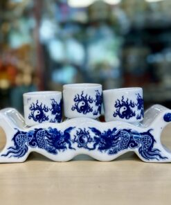 Kỷ Ngai 3 Chén Men Lam
