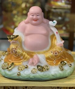 Phật Di Lặc Tròn Bột Đá Vàng Cam