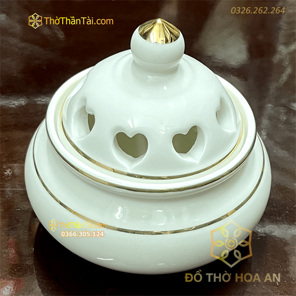 Đốt Trầm Sứ Vân Đá Trắng
