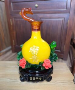 Bình Hút Tài Lộc Như Ý Hoa Mẫu Đơn Màu Vàng