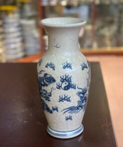Lọ Hoa Lục Bình Men Rạn Vẽ Rồng Phượng
