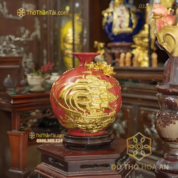 Bình Hút Lộc Thuận Buồm Xuôi Gió Men Dát Vàng