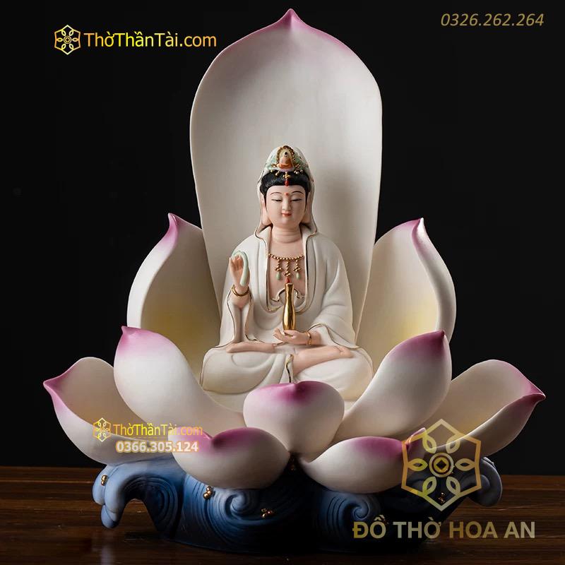 Tượng Quan Âm Ngồi Tọa Sen Sứ Đức Hóa