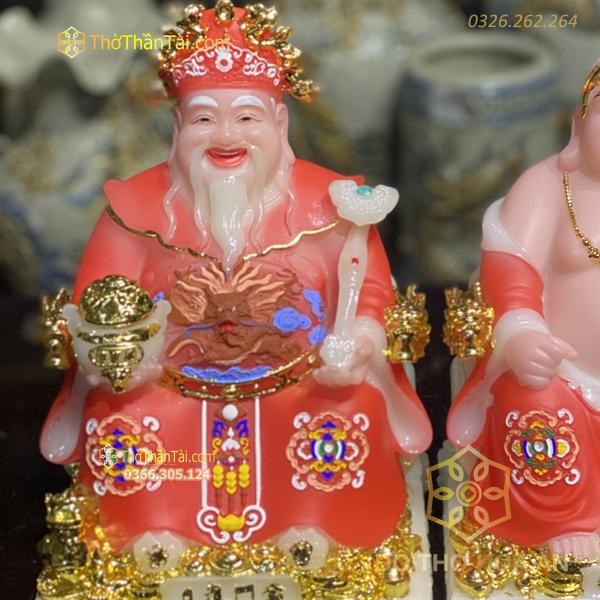 Tượng Thần Tài Thổ Địa Bột Đá Phú Quý Rồng Đỏ
