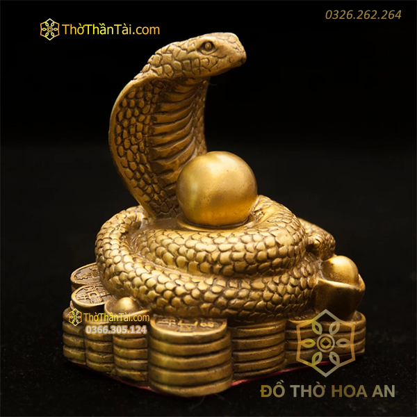 Tượng Rắn Đồng Ngậm Ngọc Phong Thủy
