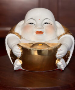 Tượng Di Lặc Sứ Tay Dâng Thỏi Vàng