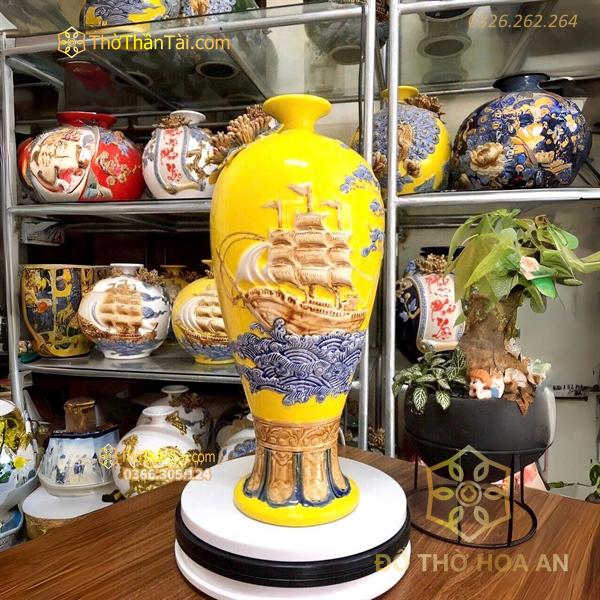 Mai Bình Thuận Buồm Xuôi Gió Men Màu Đắp Nổi