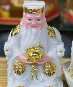 Tượng Thần Tài Thổ Địa Cục Vàng Bột Đá Trắng