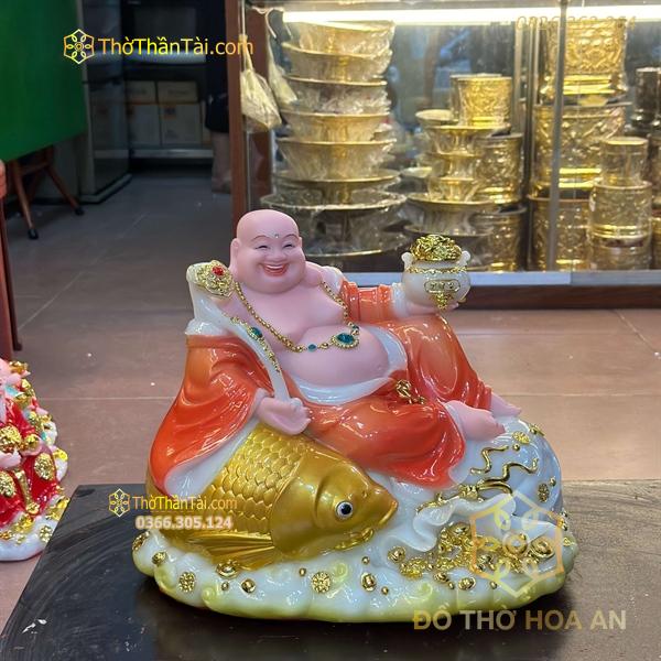 Tượng Phật Di Lặc Cá Bột Đá Đỏ