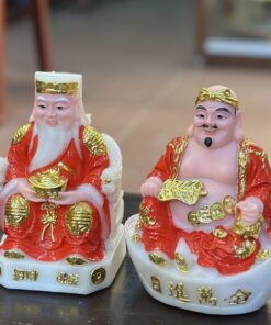 Tượng Thần Tài Thổ Địa Cục Vàng Bột Đá Đỏ
