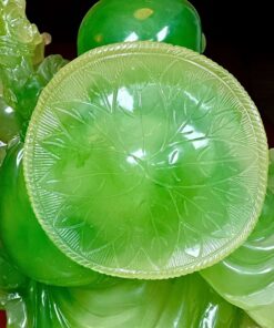 Tượng Di Lặc Đứng Vác Cành Đào Bột Đá Xanh Lá