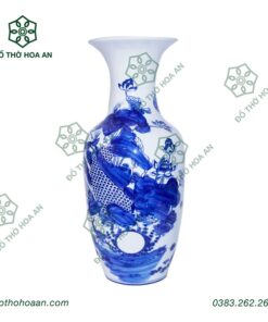 Lục Bình Lý Ngư Vọng Nguyệt Men Trắng