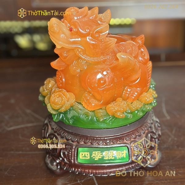Tỳ Hưu Phong Thuỷ Tọa Hoa Đế Gỗ Xoay Đỏ Lưu Ly