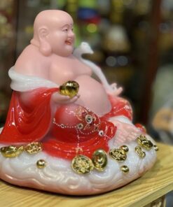 Phật Di Lặc Tròn Bột Đá Đỏ