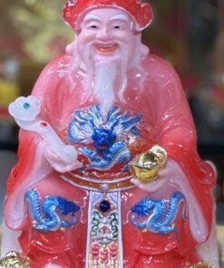 Tượng Thần Tài Thổ Địa Bột Đá Vuông Đỏ