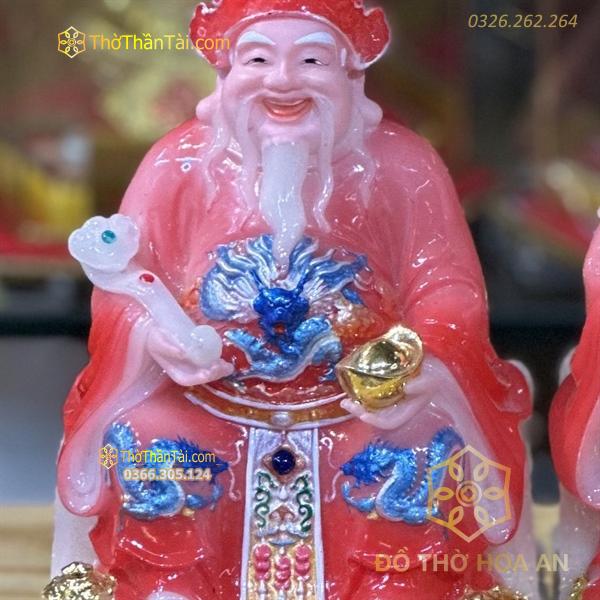 Tượng Thần Tài Thổ Địa Bột Đá Vuông Đỏ