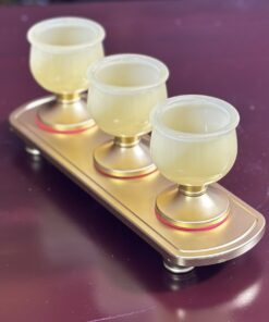 Khay 3 Chén Lưu Ly Vàng Bọc Đồng