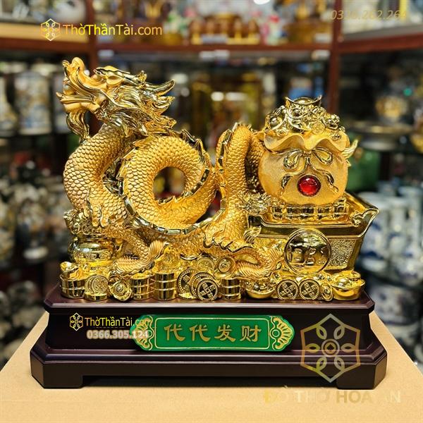 Tượng Rồng Kéo Túi Tiền Tài