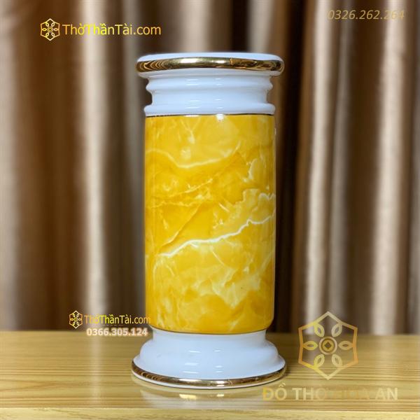 Ống Hương Sứ Vân Đá Vàng