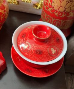 Bát Sâm/Bát Nước Sứ Gấm Đỏ