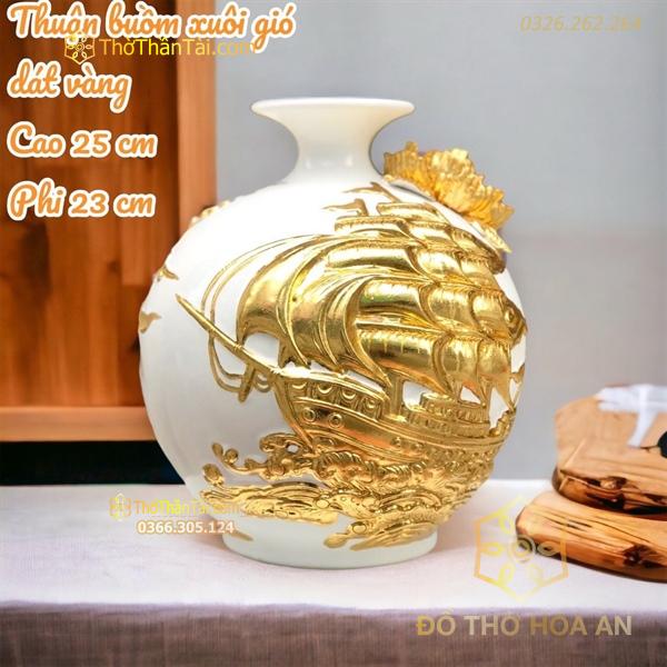 Bình Hút Lộc Thuận Buồm Xuôi Gió Men Dát Vàng