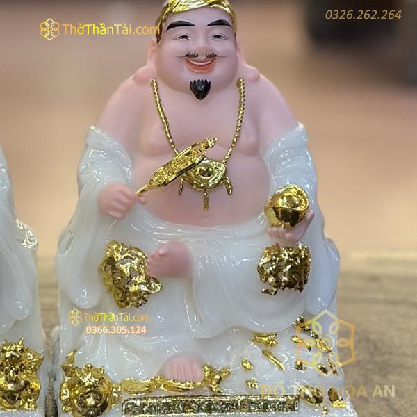 Tượng Thần Tài Thổ Địa Bột Đá Vuông Trắng