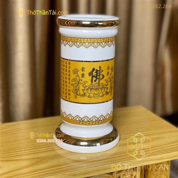 Ống Hương Sứ Bát Nhã Tâm Kinh Vàng