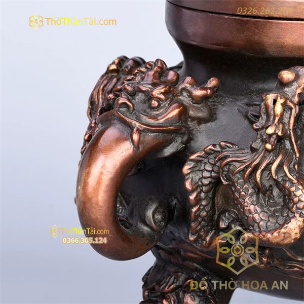 Đốt Trầm Rồng Song Long Chầu Ngọc Đồng Hun