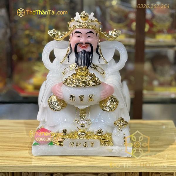 Tượng Thần Phát/Tượng Triệu Công Minh Phú Qúy Bột Đá Trắng