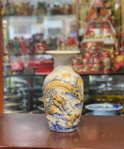 Lục Bình Men Rạn Đắp Nổi Rồng
