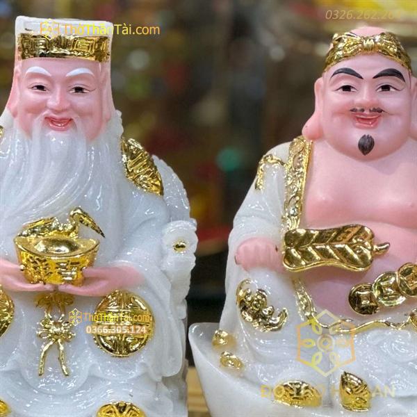 Tượng Thần Tài Thổ Địa Cục Vàng Bột Đá Trắng