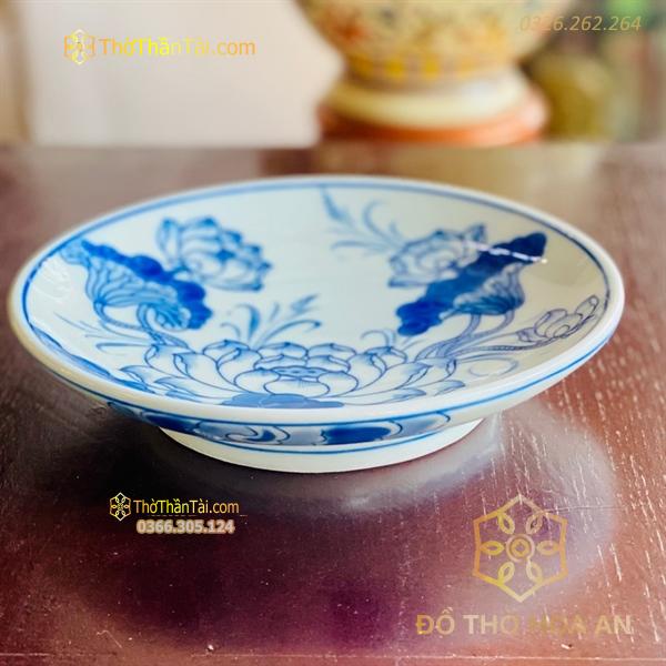 Mâm Bồng Thờ Hoa Sen Men Ngọc Chân Thấp