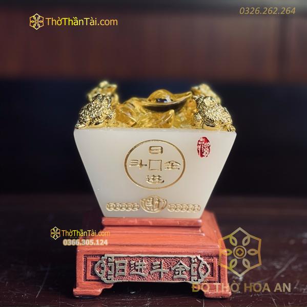 Bồn Tụ Bảo Chiêu Tài Vuông Đá Trắng