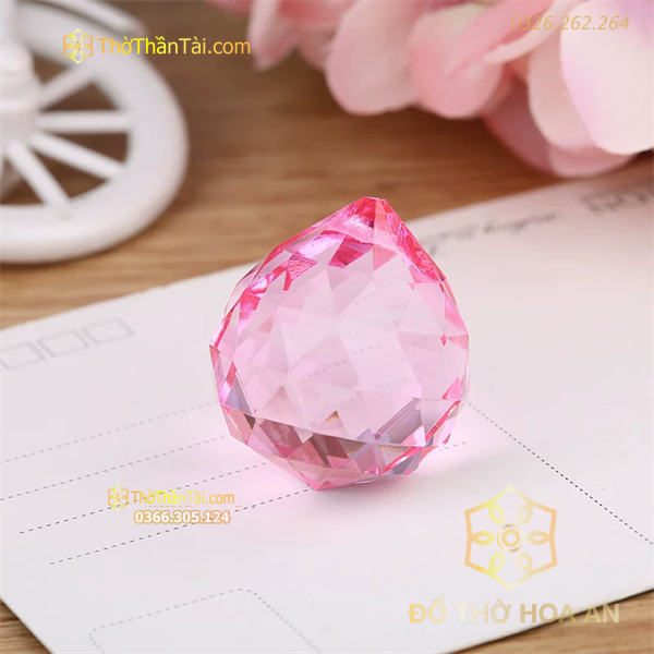 Cầu Treo Phong Thủy Pha Lê Hồng Nhạt