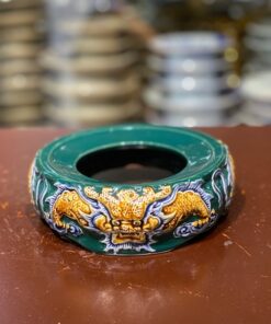 Chân Đế Bát Hương Men Xanh Lục Bảo Đắp Nổi