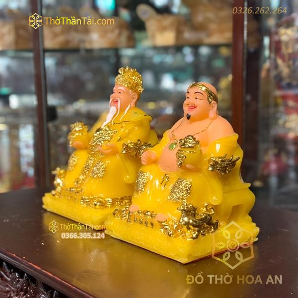 Tượng Thần Tài Thổ Địa Phú Quý Bột Đá Vàng Thạch Anh