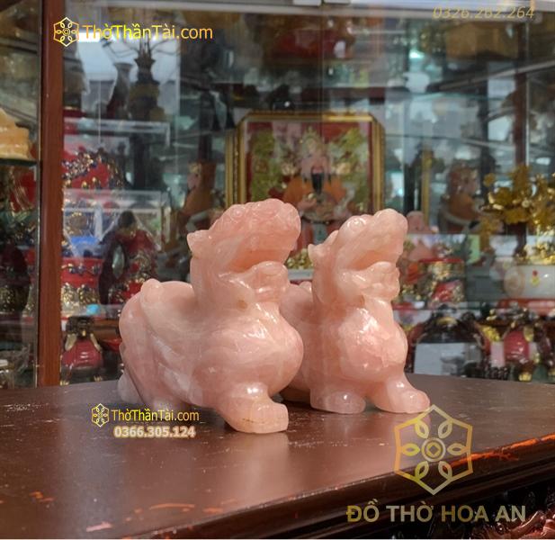Cặp Tỳ Hưu Đá Thạch Anh Hồng