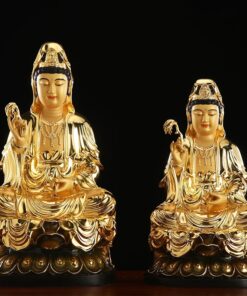 Tượng Phật Quan Âm Ngồi Bệ Sen Vàng
