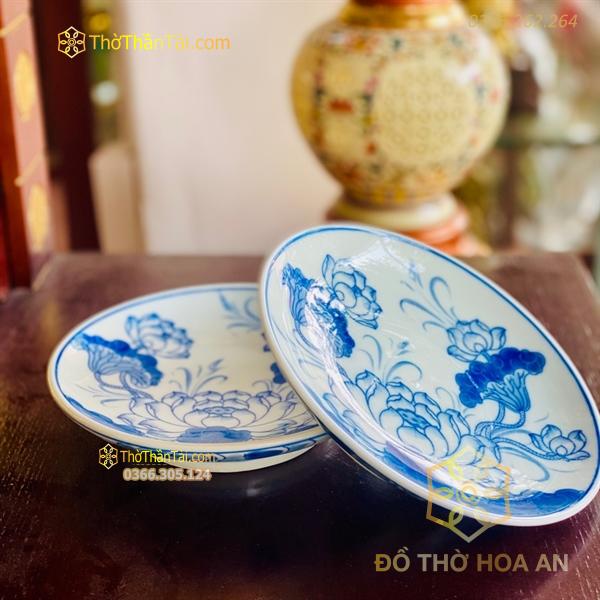 Mâm Bồng Thờ Hoa Sen Men Ngọc Chân Thấp