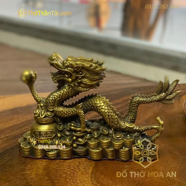 Rồng Đồng cầm Ngọc Bệ Hũ Tiền Vàng