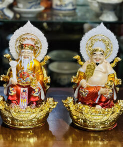 Tượng Thần Tài Thổ Địa Hiệu Ứng Đồng Gấm Đỏ