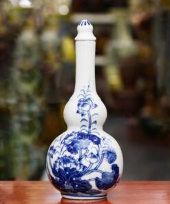 Nậm Rượu Hoa Sen Men Trắng