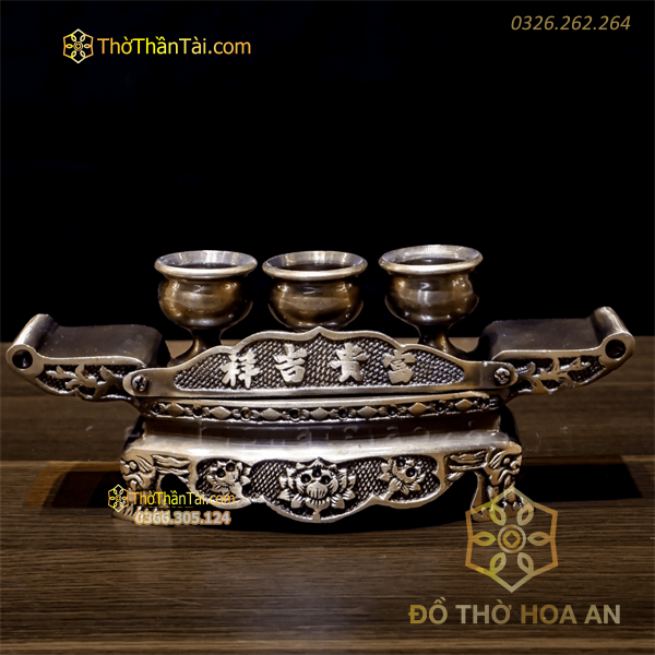 Kỷ Ngai Nước Thờ 3 Chén Đồng Hun