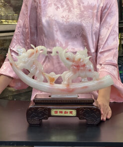 Song Tượng Cát Tường Như Ý Bạch Ngọc