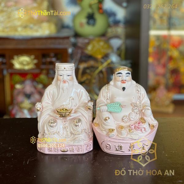 Tượng Thần Tài Thổ Địa Sứ Đức Hóa Màu Hồng